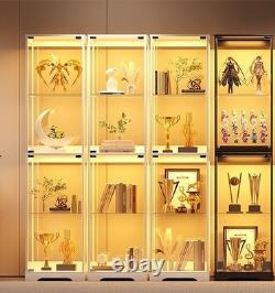 Minifigures Display Case 4 Tier LED Light 65 Figure Model Car Toy Glass Cabinet