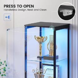 Minifigures Display Case 4 Tier LED Light 65 Figure Model Car Toy Glass Cabinet