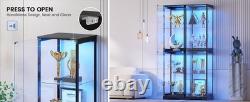 Minifigures Display Case 4 Tier LED Light 65 Figure Model Car Toy Glass Cabinet