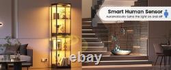Minifigures Display Case 4 Tier LED Light 65 Figure Model Car Toy Glass Cabinet