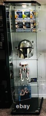 Minifigures Display Case 4 Tier LED Light Figure Diecast Car Glass Curio Cabinet