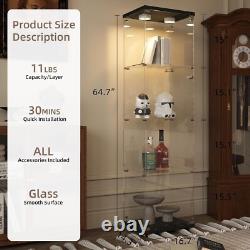 Minifigures Display Case 4 Tier LED Light Figure Diecast Car Glass Curio Cabinet