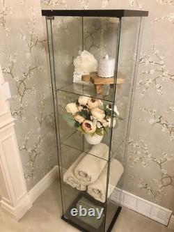 Minifigures Display Case 4 Tier LED Light Figure Diecast Car Glass Curio Cabinet