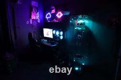 Minifigures Display Case 4 Tier LED Light Figure Diecast Car Glass Curio Cabinet