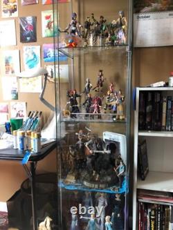 Minifigures Display Case 4 Tier LED Light Figure Diecast Car Glass Curio Cabinet