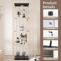 Minifigures Display Case 4 Tier LED Light Figure Diecast Car Glass Curio Cabinet