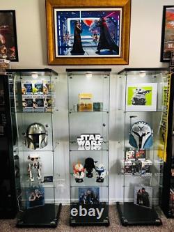 Minifigures Display Case 4 Tier LED Light Figure Diecast Car Glass Curio Cabinet