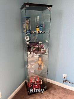 Minifigures Display Case 4 Tier LED Light Figure Diecast Car Glass Curio Cabinet