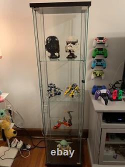 Minifigures Display Case 4 Tier LED Light Figure Diecast Car Glass Curio Cabinet