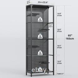 Minifigures Display Case 4 Tier Steel Glass LED Light Figure Pegboard XL Cabinet