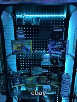 Minifigures Display Case 4 Tier Steel Glass LED Light Figure Pegboard XL Cabinet