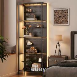 Minifigures Display Case 4 Tier Steel Glass LED Light Figure Pegboard XL Cabinet