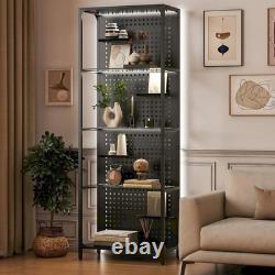 Minifigures Display Case 4 Tier Steel Glass LED Light Figure Pegboard XL Cabinet