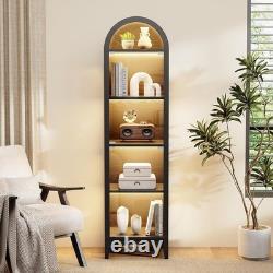 Minifigures Display Case 5 Tier Arched LED Light Action Figure Car Curio Cabinet