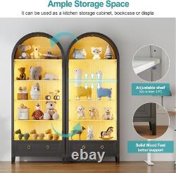 Minifigures Display Case 5 Tier Arched LED Light Figure Diecast Car Book Cabinet
