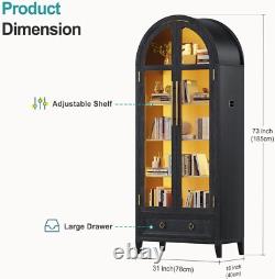 Minifigures Display Case 5 Tier Arched LED Light Figure Diecast Car Book Cabinet