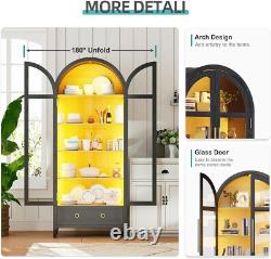 Minifigures Display Case 5 Tier Arched LED Light Figure Diecast Car Book Cabinet