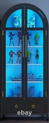 Minifigures Display Case 5 Tier Arched LED Light Figure Diecast Car Book Cabinet