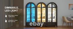 Minifigures Display Case 5 Tier Arched LED Light Figure Diecast Car Book Cabinet