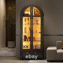Minifigures Display Case 5 Tier Arched LED Light Figure Diecast Car Book Cabinet