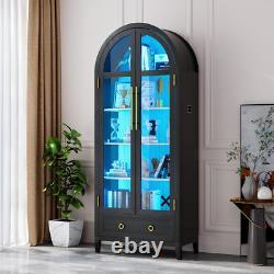 Minifigures Display Case 5 Tier Arched LED Light Figure Diecast Car Book Cabinet