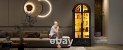 Minifigures Display Case 5 Tier Arched LED Light Figure Diecast Car Book Cabinet