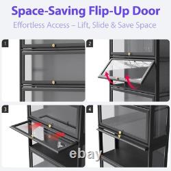 Minifigures Display Case 5 Tier Black LED Light Figure Diecast Car Shelf Cabinet