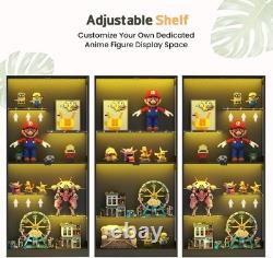 Minifigures Display Case 6 Tier 69 LED Light Figure Collectibles Glass Cabinet