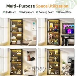 Minifigures Display Case 6 Tier 69 LED Light Figure Collectibles Glass Cabinet