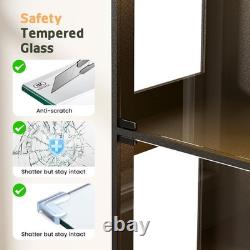 Minifigures Display Case 6 Tier 69 LED Light Figure Collectibles Glass Cabinet