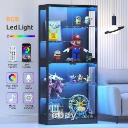 Minifigures Display Case 6 Tier 69 LED Light Figure Collectibles Glass Cabinet