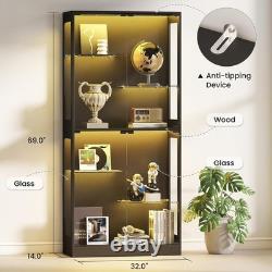 Minifigures Display Case 6 Tier 69 LED Light Figure Collectibles Glass Cabinet