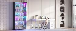 Minifigures Display Case 6 Tier 71 RGB LED Light Figure Glass Car Curio Cabinet