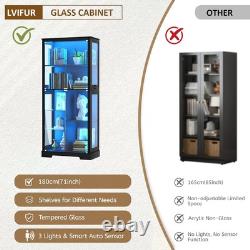 Minifigures Display Case 7 Tier 71 LED Light Figure Collectibles Glass Cabinet