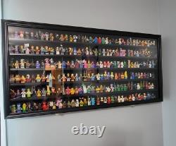 Minifigures Display Case Black 200 Pcs LEGO Figurines Wood Cabinet With Plates