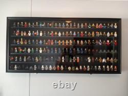 Minifigures Display Case Black 200 Pcs LEGO Figurines Wood Cabinet With Plates