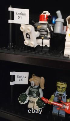 Minifigures Display Case Black 200 Pcs LEGO Figurines Wood Cabinet With Plates