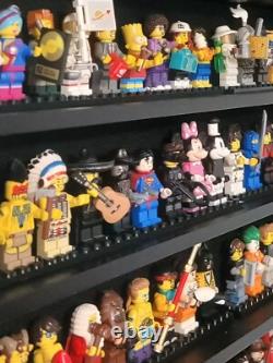 Minifigures Display Case Black 200 Pcs LEGO Figurines Wood Cabinet With Plates