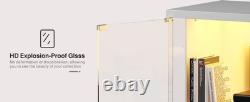 Minifigures Display Case Sideboard LED Light Figure Glass White Toy Car Cabinet