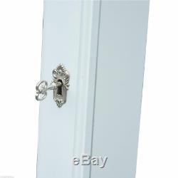 Mirrored Jewelry Cabinet Organizer Storage Display Stand Armoire Case White