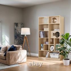 Modern 2 IN 1 Wood Bookshelf Cat House, Cat Tree Display Case with Storage