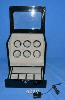 Multi-function Black 6 Slot Watch Winder Ww-1005-p11-03