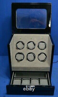 Multi-function Black 6 Slot Watch Winder Ww-1005-p11-03