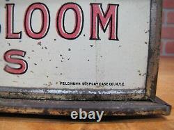 NATURAL BLOOM CIGARS Old Cigar Store Display Case Tin Litho Sign PROPERTY OF