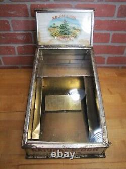 NATURAL BLOOM CIGARS Old Cigar Store Display Case Tin Litho Sign PROPERTY OF