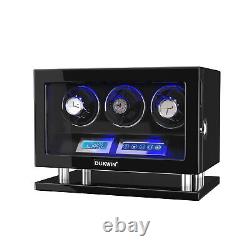 NEW 3 Automatic Watch Winder Box Remote Control LCD Screen Display Storage Case