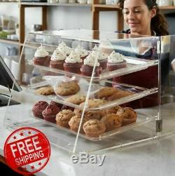 NEW 3 Tray Bakery Counter Display Case Rear Door Donut Pastry Cookie Hotel Store