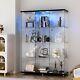 NEW Glass Display Cabinet WithLED Light 3 Doors 4 Shelves Storage Case For Curio