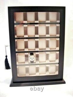 New 20 Large Pillow Watch Storage Black Wood Display Wall Cabinet Box Case Chest