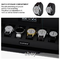 New 9+6 Automatic Watch Winder LED RGB Fingerprint Watch Storage Display Case US